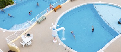 Heated outdoor pool at Devon Cliffs