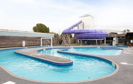 The outdoor lazy river at Marton Mere holiday park