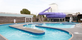 The outdoor lazy river at Marton Mere holiday park