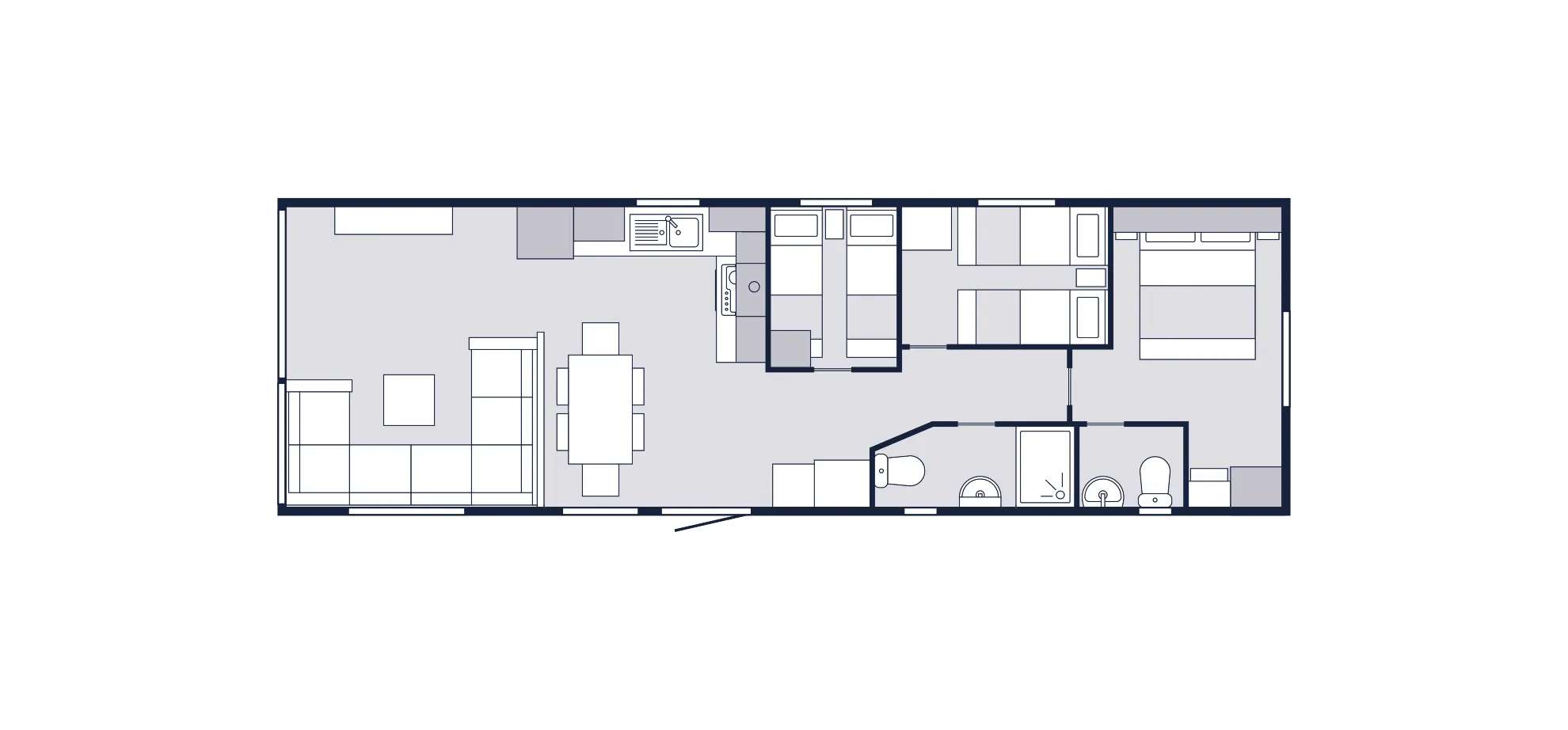 Victory Ashberry three bedroom caravan layout