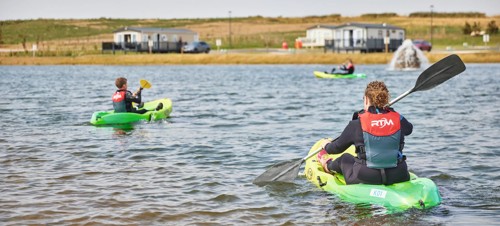 Kayaking on Thornwick Bay's activity lake