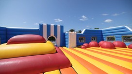 The brightly coloured Inflatable Arena course at Haven