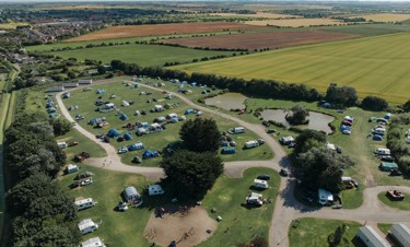 A drone view of caravans and touring area at Golden Sands, Mablethorpe.