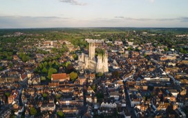 Aerial View Shot of Canterbury, Kent, England, United Kingdom