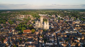 Aerial View Shot of Canterbury, Kent, England, United Kingdom