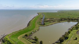The view of the fishing lake at Kent Coast from above
