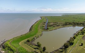 The view of the fishing lake at Kent Coast from above