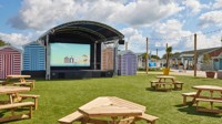The outdoor stage at Skegness Holiday Park's piazza.