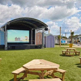 The outdoor stage at Skegness Holiday Park's piazza.