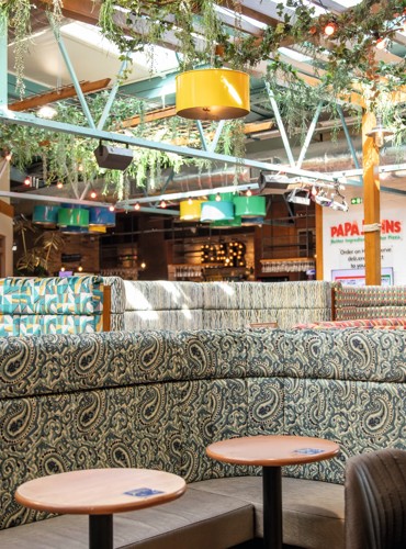 Colourful and cosy booths