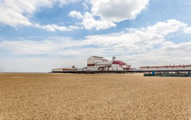 Britannia Pier overlooking the sand in Great Yarmouth.