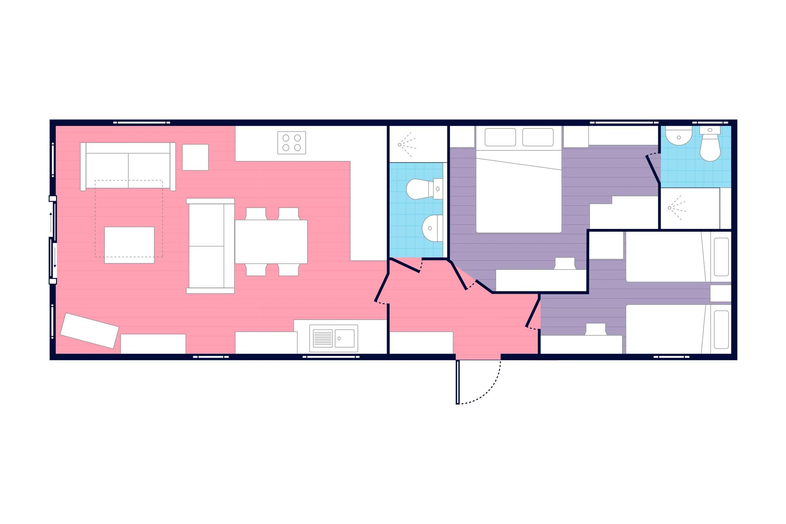ABI Ambleside Premier 40x14 2 bedroom caravan layout