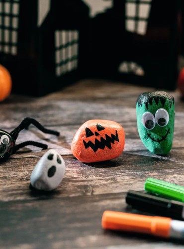 Halloween pebble art at Haven