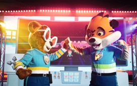 Jaz and Rory give each other a high five