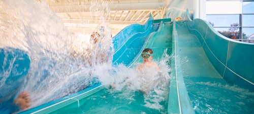 The multi-lane slide at the Adventure Pool