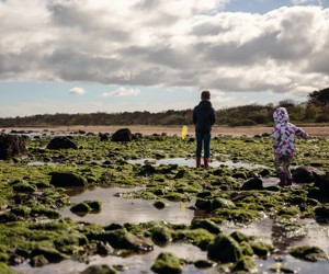 Rock pooling at the beach opposite Seton Sands