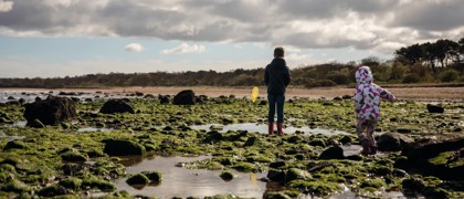 Rock pooling at the beach opposite Seton Sands