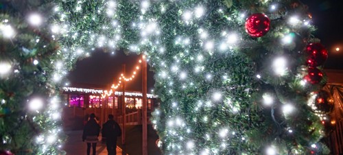 Twinkly lights and festive Christmas trees, all part of the on-park experience at Christmas.