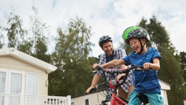 Family bike ride from the park
