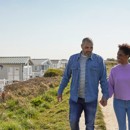 Walking alongside the lagoon