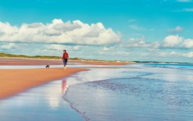 Walking along a Northumberland beach