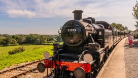 Beautiful steam train in the station
