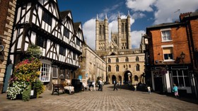 Lincoln Cathedral seen from the Castle Market Square.