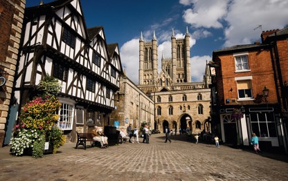 Lincoln Cathedral seen from the Castle Market Square.