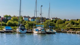 Boats moored in the creek at Oare near Faversham