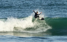 Surfer riding a wave
