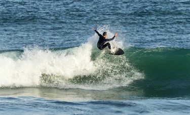 Surfer riding a wave