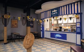 Cook's at Reighton Sands. Call in for a takeaway or perch on one of the benches inside.