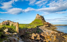 Lindisfarne Castle and Holy Island Beach.