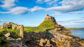Lindisfarne Castle and Holy Island Beach.