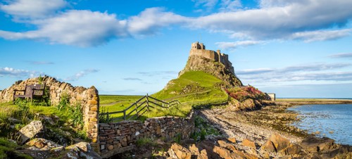Lindisfarne Castle and Holy Island Beach.