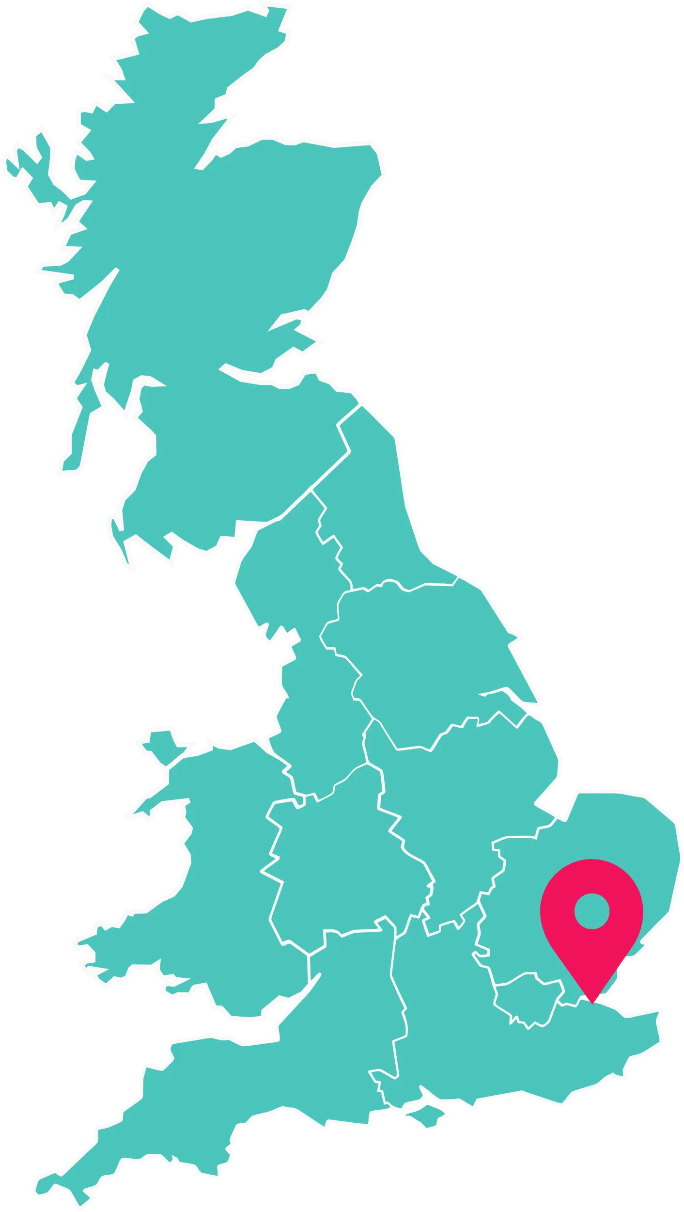 UK map highlighting Static Caravans for sale at Kent Coast