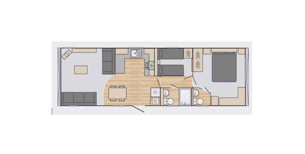 Swift Bordeaux 38x12 2 bedroom caravan layout