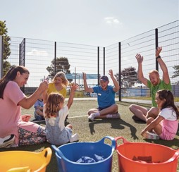 Children and their families enjoy the multi-sport Activitots sessions guided by Haven't activity leaders