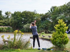 Casting off at the fishing lake
