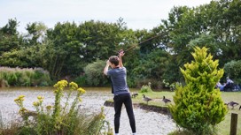 Casting off at the fishing lake