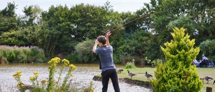 Casting off at the fishing lake