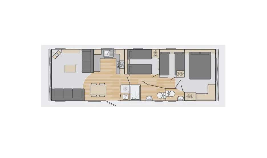 Swift Bordeaux 38x12 3 bedroom caravan layout