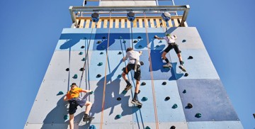 The three ropes on the climbing wall at Cleethorpes Beach