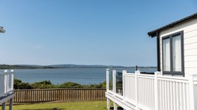 View over the sea from beside a holiday home