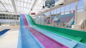 Multi-lane water slide at Devon Cliffs