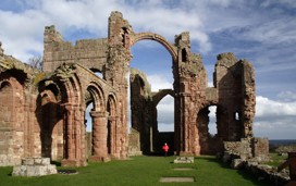 The ruins of Lindisfarne Priory on Holy Island.