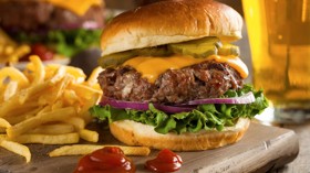 A juicy beef burger