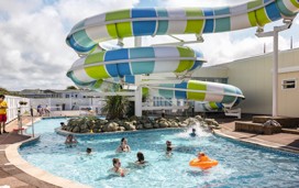The outdoor pool at Perran Sands