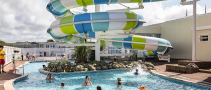 The outdoor pool at Perran Sands