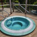 The outdoor spa bath at The Lakes Spa at Far Grange